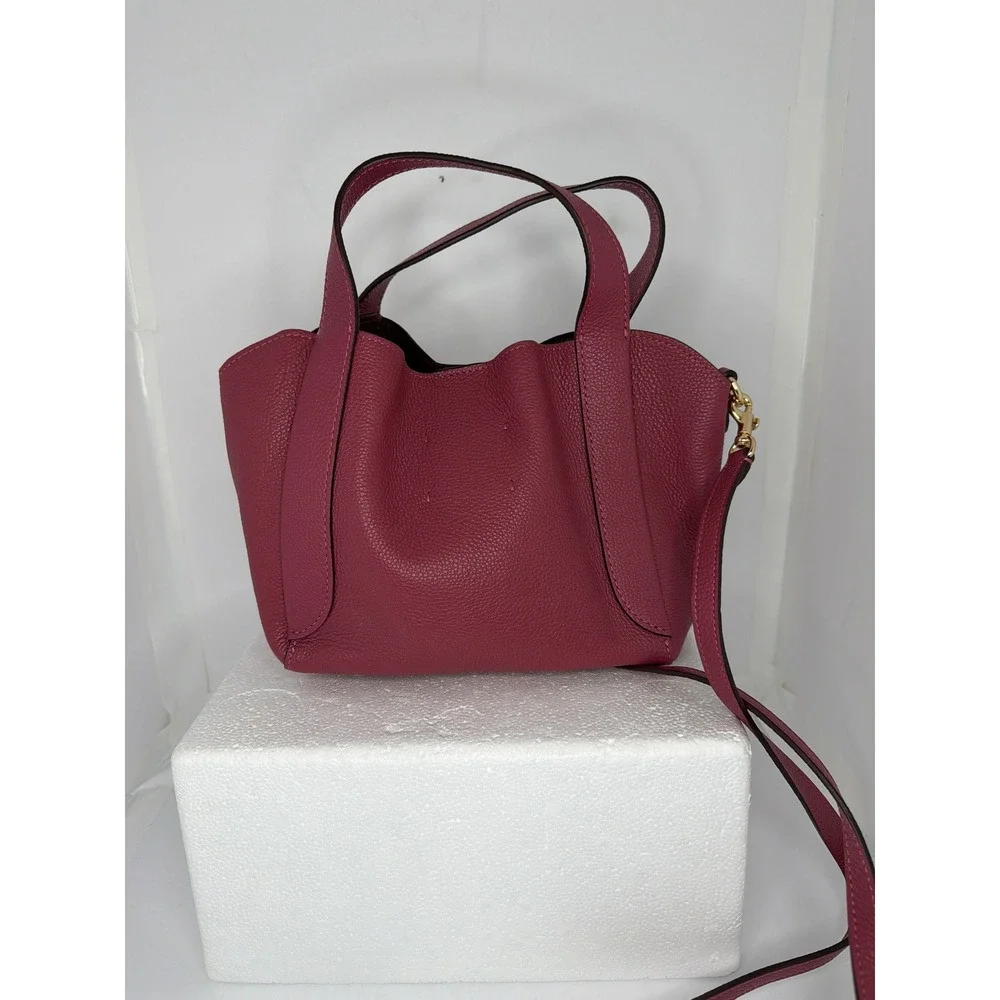 Coach Charlie Carryall 28 Dark Berry Pink Pebbled Leather Handbag 78800